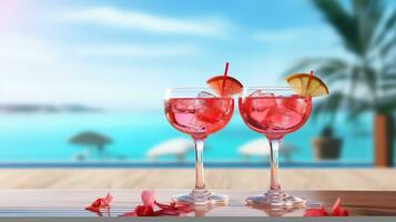 twee rood cocktails met een zomer achtergrond. foto