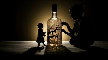 fles suiker. silhouet concept foto