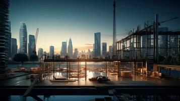 luxe flat bouw in eerste stad downtown plaats. silhouet concept foto