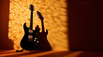 gitaar schaduw. silhouet concept foto
