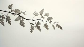blad boom schaduwen verschijnen wazig tegen een helder grijs achtergrond. silhouet concept foto