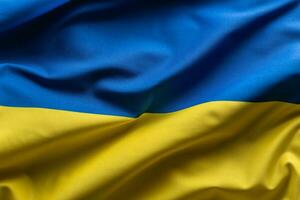 golvend vlag van Oekraïne. nationaal symbool van land en staat foto