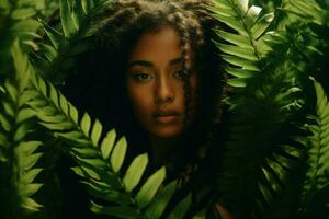 groen vrouw portret schoonheid tropisch foto