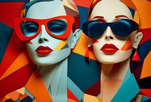 vrouw Mens dame modieus mode model- partij studio aantrekkingskracht schoonheid kunst stijl lip zonnebril foto
