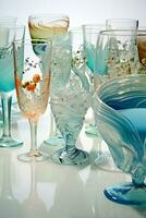 oud glas groep verzameling wijnoogst flessen houder detailopname water kleurrijk kunst achtergrond foto