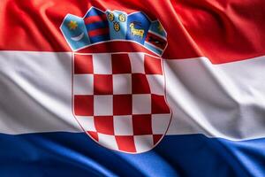 golvend vlag van Kroatië. nationaal symbool van land en staat foto