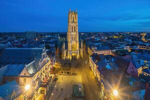 historisch stad van downtown gent, stadsgezicht van belgie foto