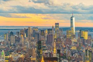 Manhattan horizon, stadsgezicht van nieuw york stad foto