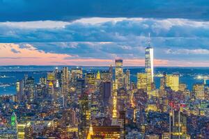 Manhattan horizon, stadsgezicht van nieuw york stad foto