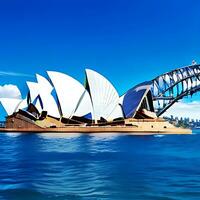 Sydney opera huis met zee en blauw lucht ai blauw genereren lucht foto