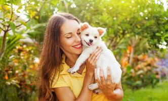 vrouw met hond foto