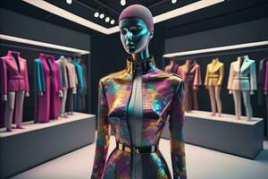 futuristische mode mannequin in de op te slaan. ai generatief foto