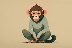 vector illustratie van een aap. tekenfilm stijl. ai generatief foto