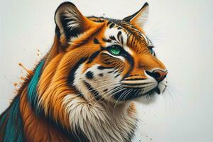 tijger hoofd met kleurrijk achtergrond. ai generatief foto