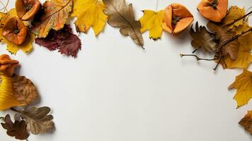 herfst vlak leggen achtergrond Aan wit foto