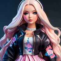 een Barbie pop in harajuku stijl foto