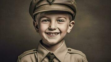 een jongen in een verkenner uniform glimlachen ai generatief foto
