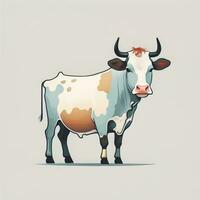 illustratie van een portret van een koe Aan een grijs achtergrond. ai generatief foto