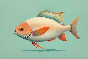 illustratie van een vis Aan een blauw achtergrond, vector illustratie. ai generatief foto
