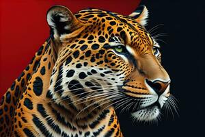 portret van een tijger Aan een solide kleur achtergrond. detailopname. ai generatief foto