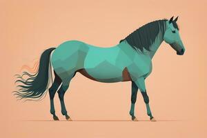 bruin en wit paard staan. vector illustratie. ai generatief foto