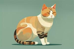 schattig kat zittend Aan de vloer. vector illustratie in retro stijl. ai generatief foto