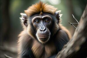 portret van een makaak aap. ai generatief foto