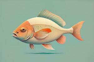 illustratie van een vis Aan een blauw achtergrond, vector illustratie. ai generatief foto