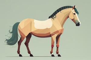 bruin en wit paard staan. vector illustratie. ai generatief foto