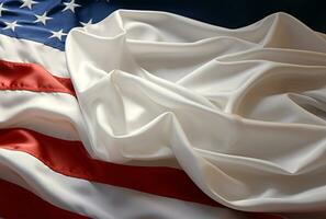 detailopname van golfde Amerikaans vlag ai gegenereerd foto