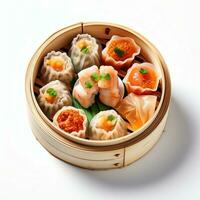 dimsum Product fotografie wit achtergrond foto