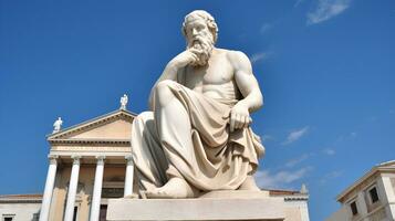 Socrates standbeeld in Athene in voorkant van de nationaal academie foto