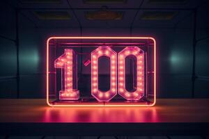 100, neon teken ai generatief foto