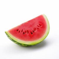 rood rijp biologisch watermeloen. watermeloen Aan een wit achtergrond detailopname. foto