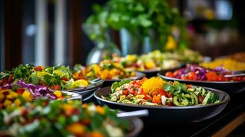 buffet met salades voor toerist generatief ai foto