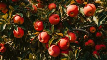 rood appels Aan de boom generatief ai foto