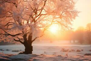 zonnig ijzig ochtend, mooi zo winter weer generatief ai foto