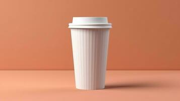 blanco wit koffie kop met deksel model. generatief ai foto