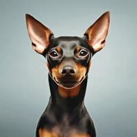 portret van een dan. portret van schattig miniatuur pinscher hond. ai generatief foto