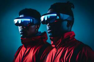 mannen vervelend futuristische vr eyewear foto