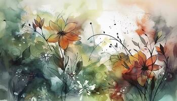 abstract bloemen kunst achtergrond vector. behang van voorjaar kleurrijk bloemen tuin. geïsoleerd Aan wit voor groet kaarten, Pasen, dankzegging. voorjaar set, achtergrond , genereren ai foto