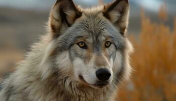 een schattig wolf pup gehuil in de besneeuwd Woud gegenereerd door ai foto