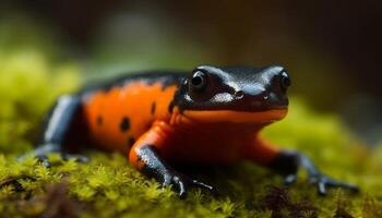 schattig pad zittend Aan een blad in een tropisch regenwoud gegenereerd door ai foto