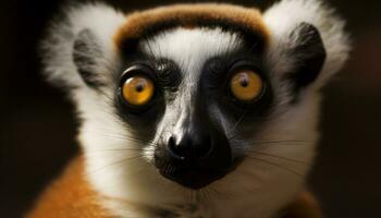 lemur, zoogdier, primaat, natuur, portret, dier oog, schattig, staren, gegenereerd door ai foto