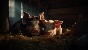 schattig big Aan een boerderij, omringd door natuur en vee gegenereerd door ai foto