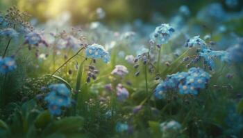 versheid van zomer weide, wilde bloemen bloeien in natuur kleurrijk tuin gegenereerd door ai foto