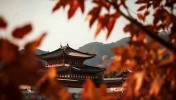 oude pagode in Peking, een symbool van oosten- Aziatisch cultuur gegenereerd door ai foto