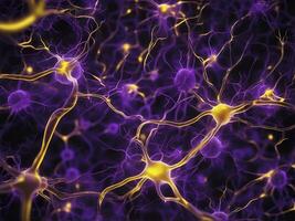 neuronaal netwerk met elektrisch werkzaamheid van neuron cellen generatief ai foto