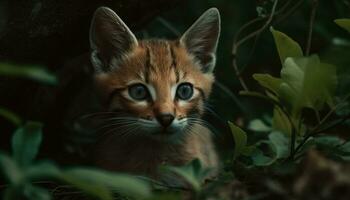 schattig katje op zoek Bij camera, speels in natuur schoonheid gegenereerd door ai foto