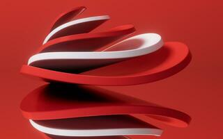 abstract rood kromme geometrie achtergrond, 3d weergave. foto